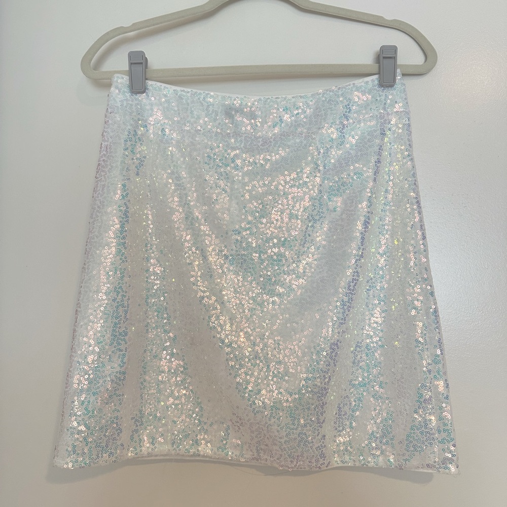 Sequin White Mini Skirt